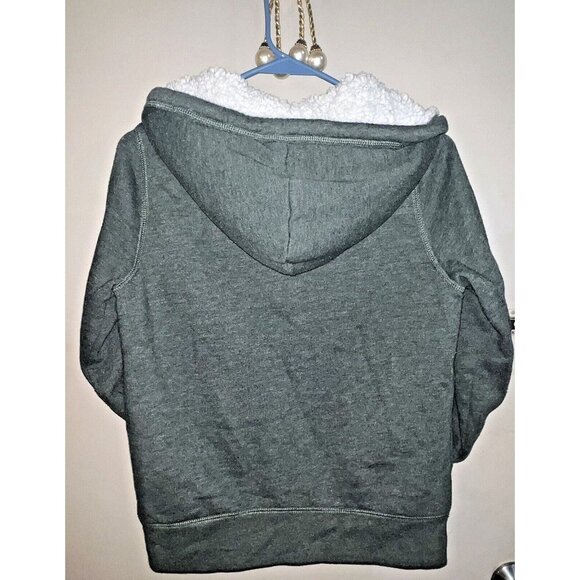 Abercrombie Fitch Women Lined Jacket W/Hood Dark Green SMALL Pockets Drawstring - Picture 2 of 4